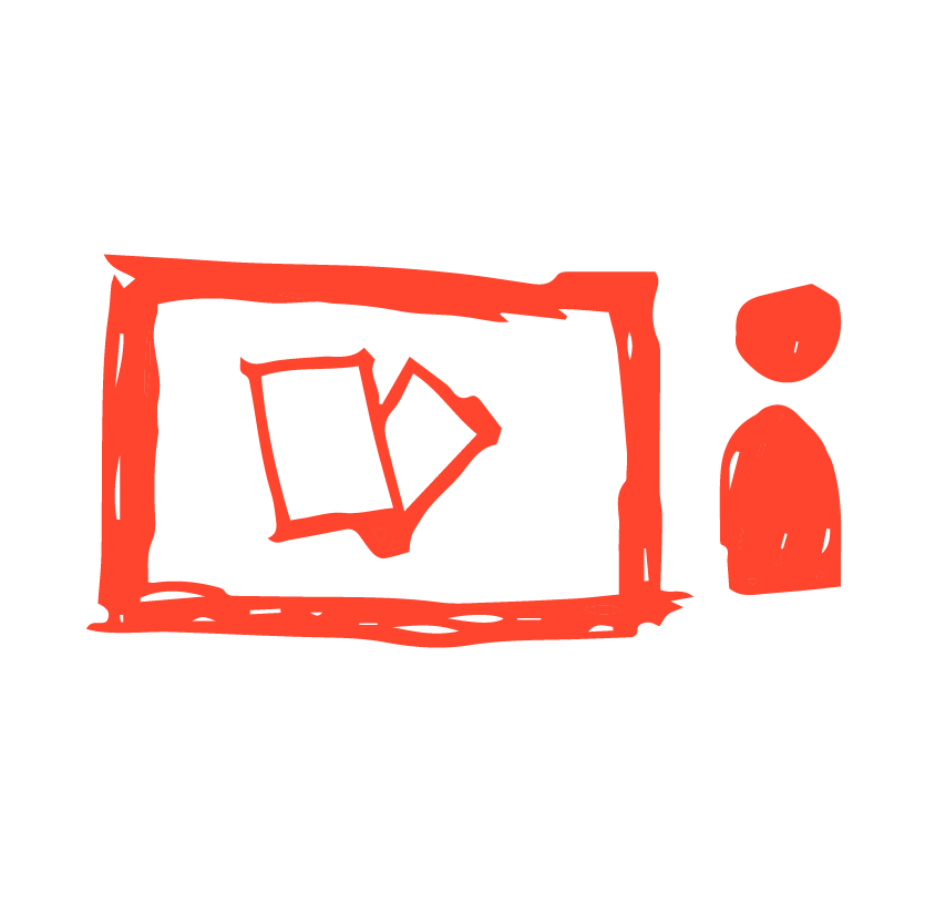 yellow drawn icon of poster on a stand